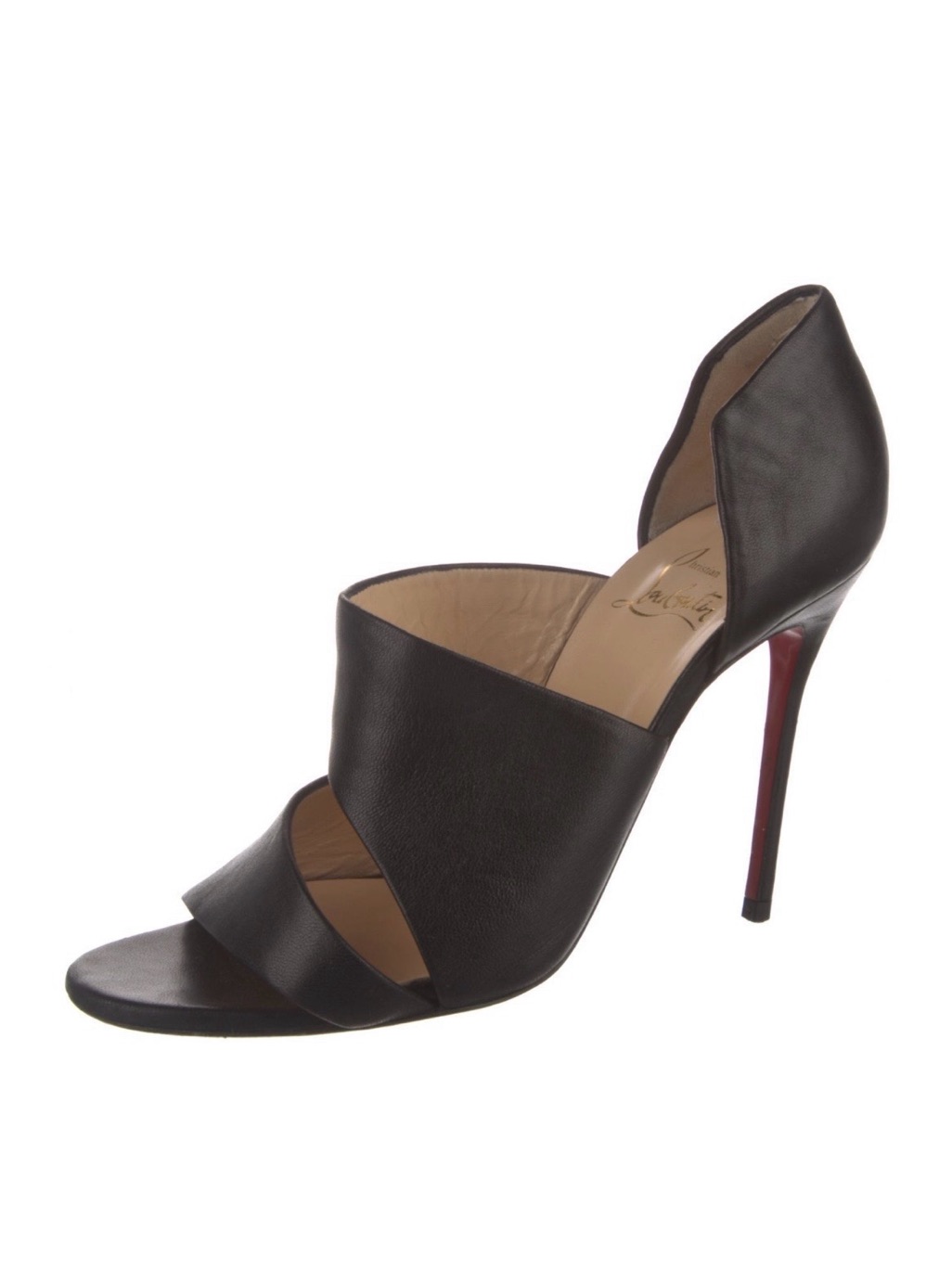 Christian Louboutin Black Leather Cutout Accent Slingback Sandals